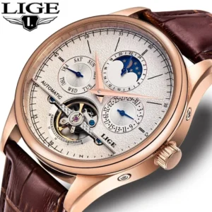 LIGE Mens Tourbillon Watch