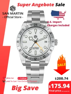 San Martin 39mm GMT Automatic Watch