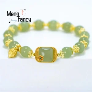 Hetian Jade Lotus Bracelet