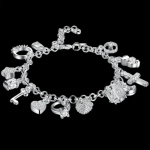 Heart Zircon Silver Bracelet