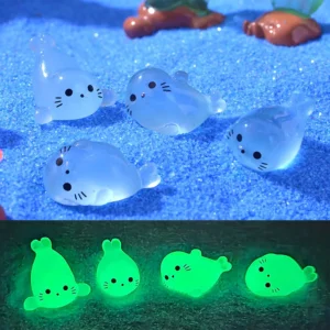 Kawaii Glow-in-the-Dark Seal Pup Figurines