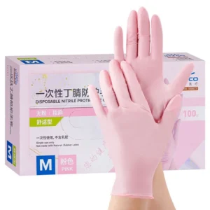 Pink Nitrile Disposable Gloves