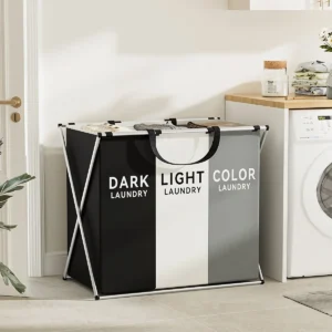 Foldable 3-Grids Laundry Hamper