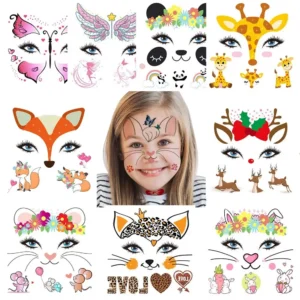Animal Face Tattoo Stickers Set