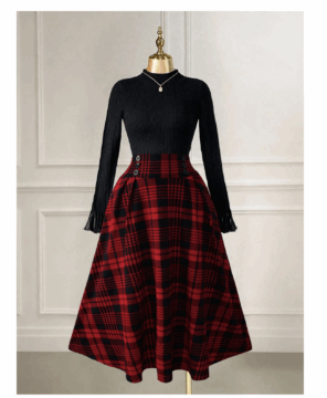 Chic High-Waisted Plaid Skirt for Effortless Daily Style