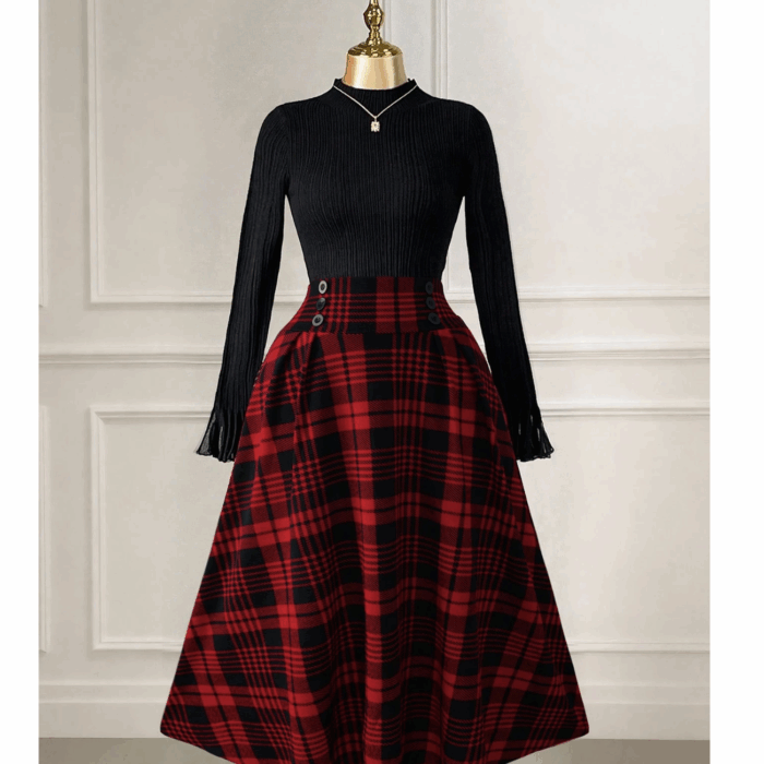 Chic High-Waisted Plaid Skirt for Effortless Daily Style