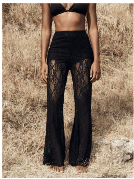 Opulessa Women's High Waist Flare Lace Knit Elegant Pants For Women To Date , Elegant Style, Elegant Clothes For Women ,Sxy Outfits, Night Out Outfits, Going Out Outfit,Lace Flared Pants,For Autumn And Winter