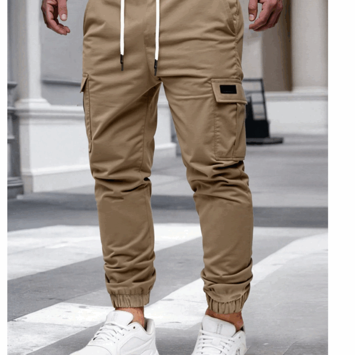 Manfinity Homme Men's Simple Front Drawstring Pocket Cargo Pants, Casual Daily Wear, Fall